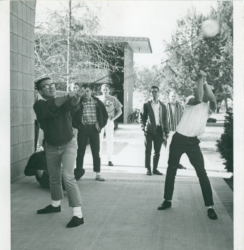 Water balloon slingshot, Harvey Mudd College