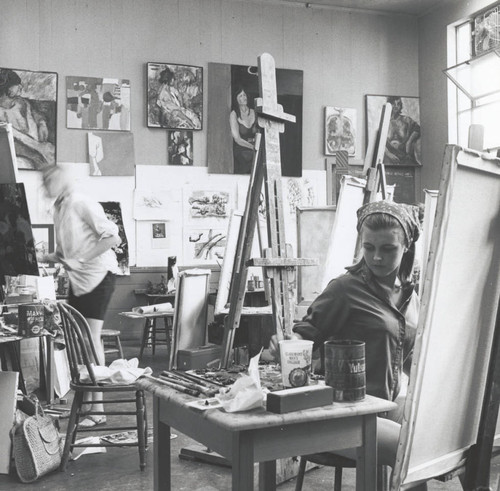 Students painting, Scripps College