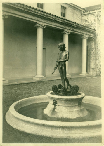 Lebus Courtyard and statue, Pomona College