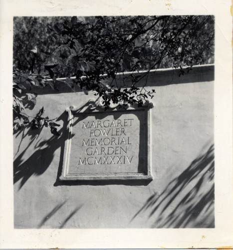 Margaret Fowler Garden plaque