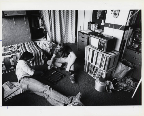Two students playing a game, Claremont McKenna College