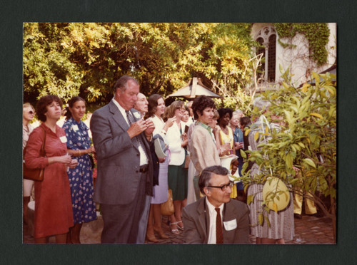 Party guests at Denison Library's 50th birthday party, Scripps College