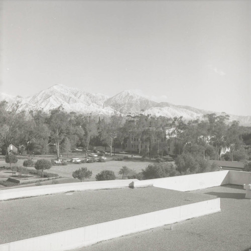 Mount Baldy behind Garrison Theater construction site, Scripps College