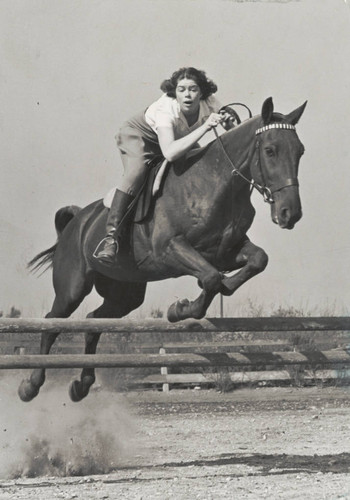 Student on horseback, Scripps College