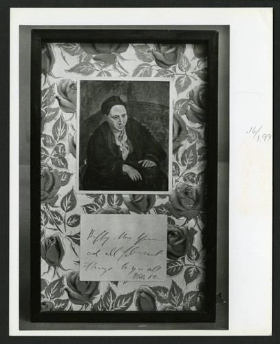 Framed portrait of Gertrude Stein, Scripps College