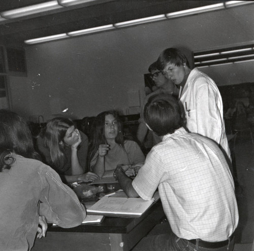 Science professor with students, Scripps College