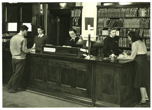 Carnegie Hall Library front desk, Pomona College