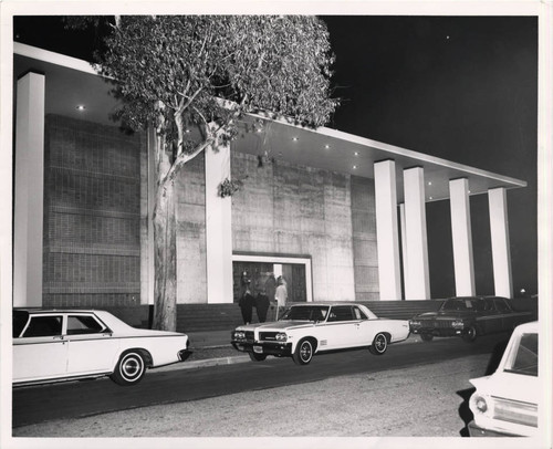 Garrison Theater at night, Scripps College