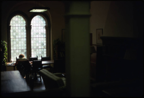 Student in Denison Library Holbein Room, Scripps College