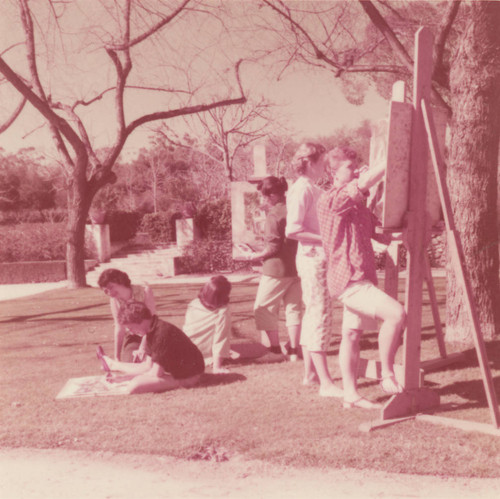 Students painting, Scripps College