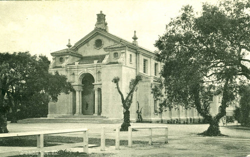 Bridges Hall of Music postcard, Pomona College