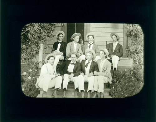 Pomona College class of 1896 men on porch