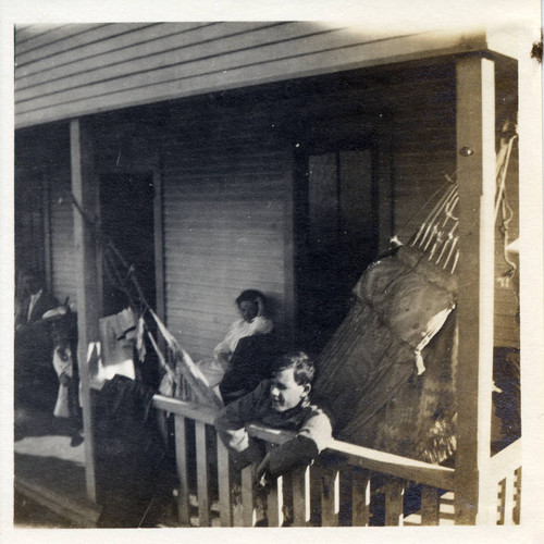 Students on a porch, Pomona College