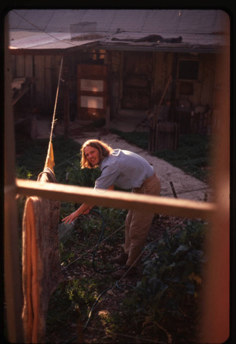 Char Miller in a backyard garden in Claremont, California