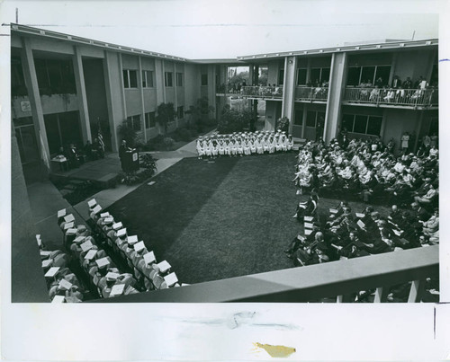 Commencement in Scott Courtyard, Pitzer College