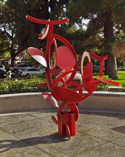 Sculpture at the entrance of the Honnold Mudd Library, Claremont University Consortium