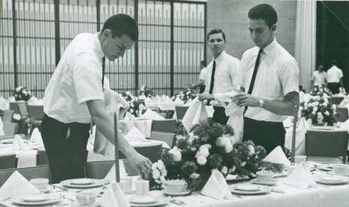 Banquet preparation, Harvey Mudd College