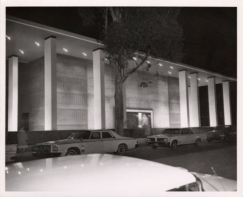 Garrison Theater at night, Scripps College