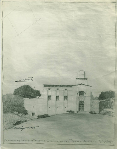 A model drawing of Brackett Observatory, Pomona College