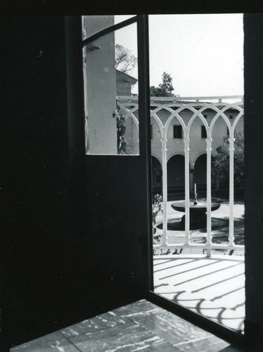 Clark Hall courtyard from balcony, Pomona College