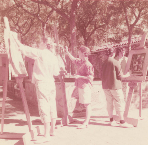 Students painting, Scripps College