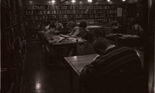 Students in Rare Book Room of Denison Library, Scripps College