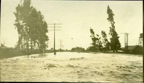 Street flooded, Pomona College