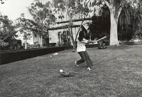 Student at bat, Scripps College