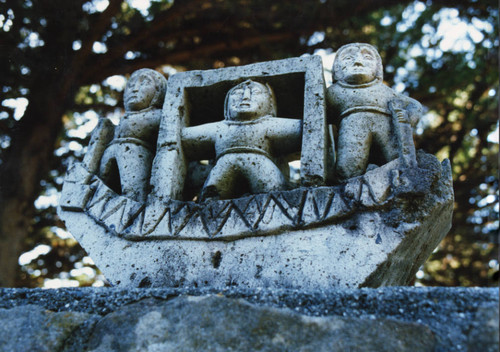 Three men in a boat statue, Scripps College