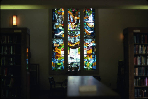 Alphabet Window in Denison Library, Scripps College