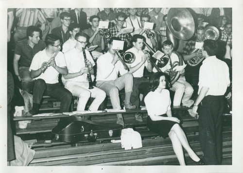 Bleachers and band, Harvey Mudd College