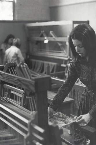 Student weaving, Scripps College