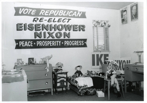 Campaign posters, dormitory room, Pomona College