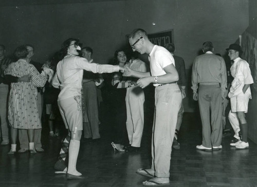 Students at a costume party, Pomona College