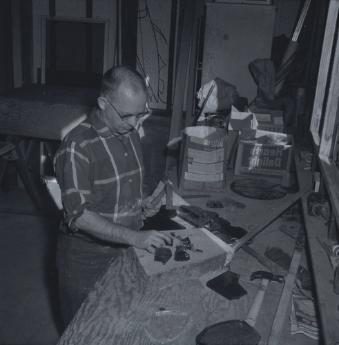 Man in art studio, Scripps College