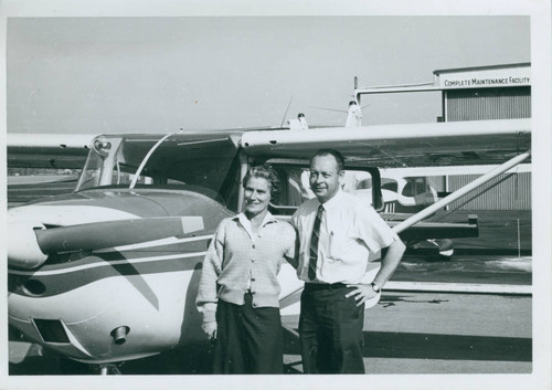 Aviation instructor and airplane, Harvey Mudd College