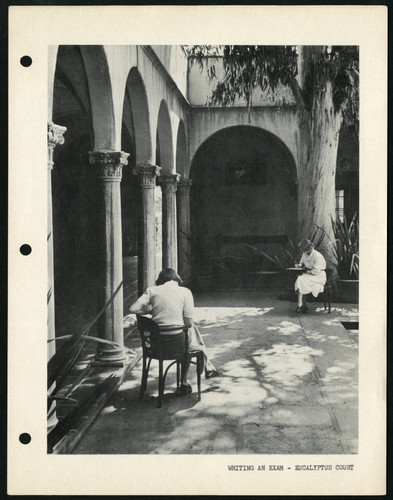 Writing an exam in Eucalyptus Court, Scripps College