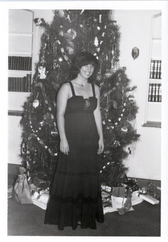 Student with Christmas Tree, Scripps College