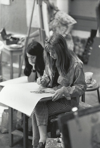 Students painting, Scripps College