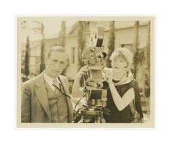 John W. Boyle and Anna Q. Nilsson, with a dual camera device for panoramic shots, 1926