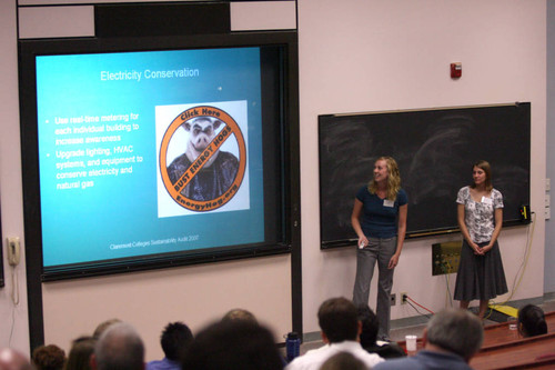 Lauryn Baranowski and Annika Eberle at Sustainability Presentations Day 2007