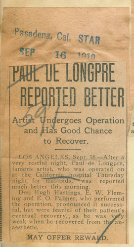 Paul de Longpre reported better