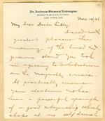 Letter from Andrew Lobingier to Walter Lindley