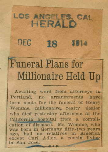 Funeral plans for millionaire held up