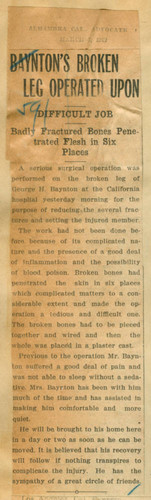 Baynton's broken leg operated upon