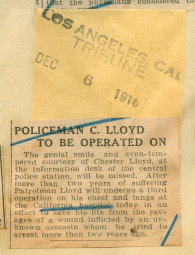 Policeman C. Lloyd to be operated on