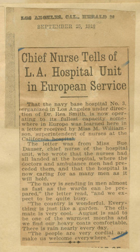 Chief nurse tells of L.A. hospital unit in European service