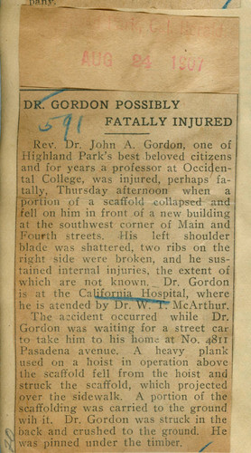 Dr. Gordon possibly fatally injured