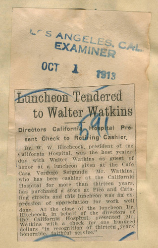 Luncheon tendered to Walter Watkins