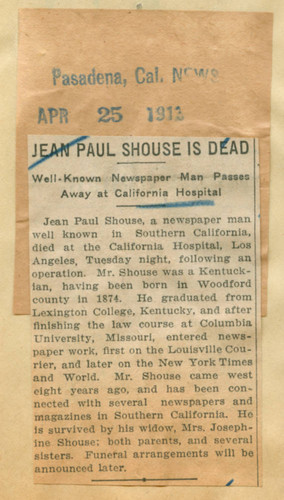 Jean Paul Shouse is dead